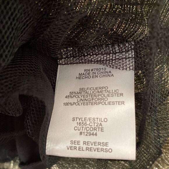 City Vibes Black Gold Metallic Shimmer Skater Tulle Back Zipper Skirt Size 5 - Picture 9 of 12